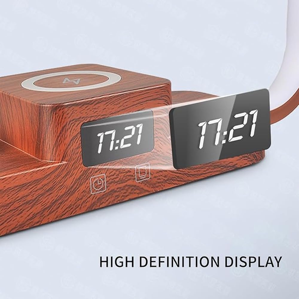 Lámpara de noche con reloj despertador y función de amanecer, con