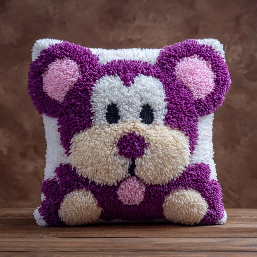 AxiangziK 43x43cm Latch Hook Pillow Kit,Pandas and Flowers