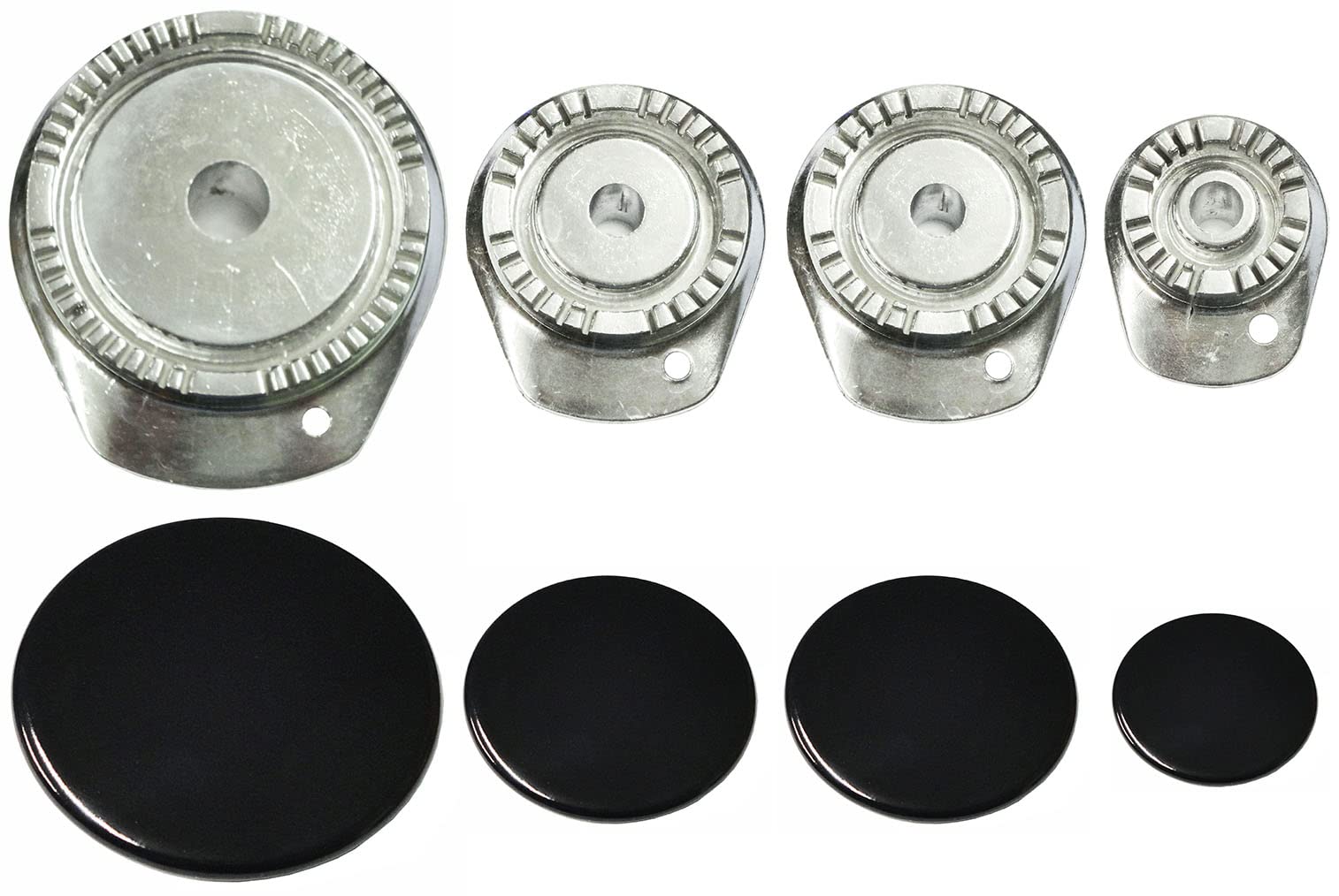 Whirlpool Ignis - Kit 4 bruciatori con 1 foro completi di piattelli spartifiamma per cucina piano cottura 4 fuochi - Made in Italy - WR05