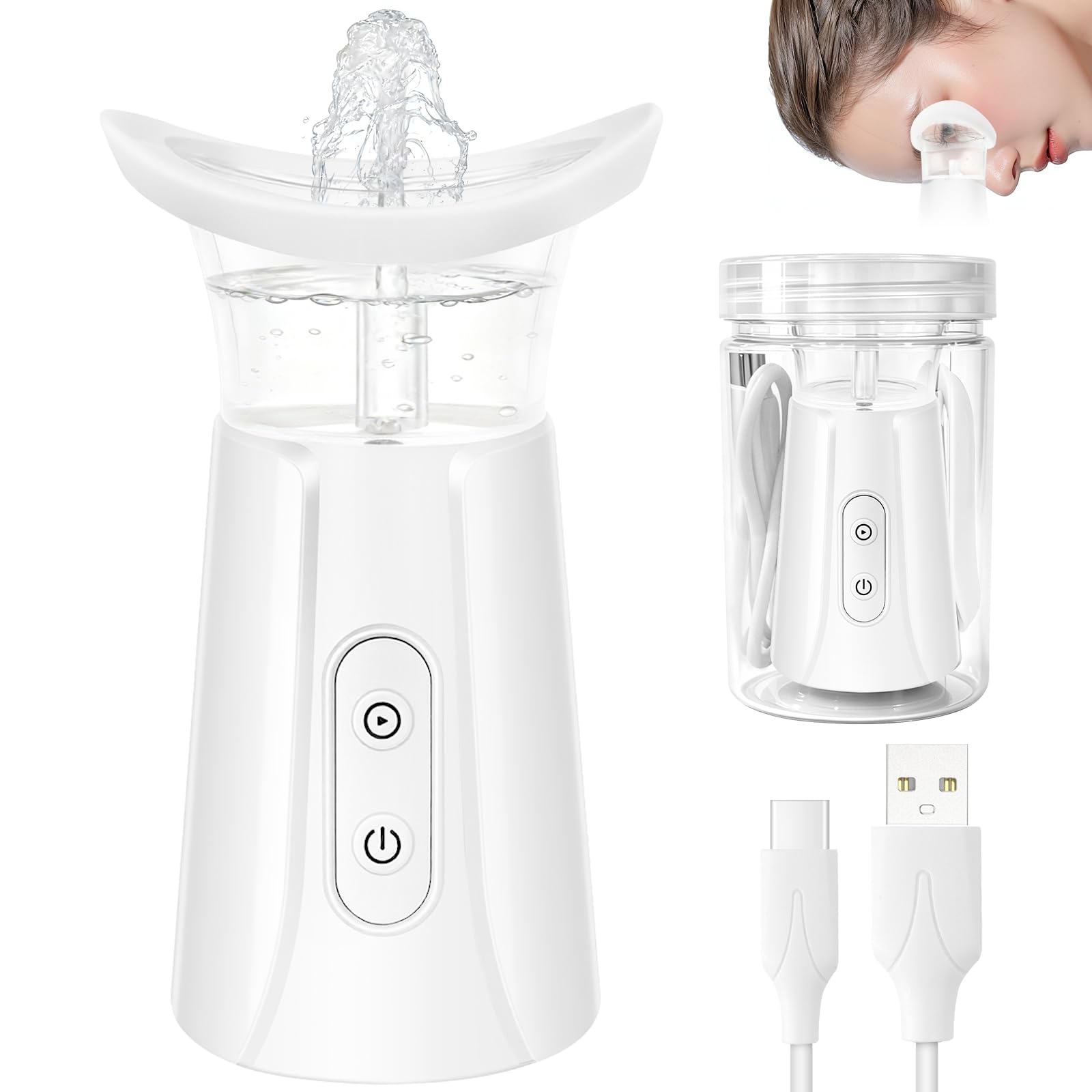FERNIDA Elektrischer Augenspülbecher, Tragbare Augen Bade Tasse, Wiederverwendbar Augenbadewanne für Beruhigung müder Augen Sauberer Augenstaub Make up Reizstoffe, Weiß