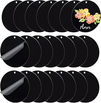 20Pcs Black Acrylic Blanks Keychain 2 inch