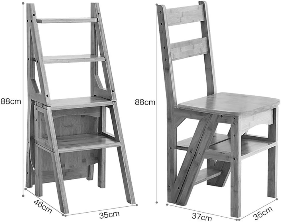 DASHADAO Indoor Climbing Stool,Folding Portable Ladder Step Stool Folding High Chair Staircase Stepladder Bamboo Dual-Use Climb 4-Step Ladder Widened Safety Portable Flower Rack Shoe Bench