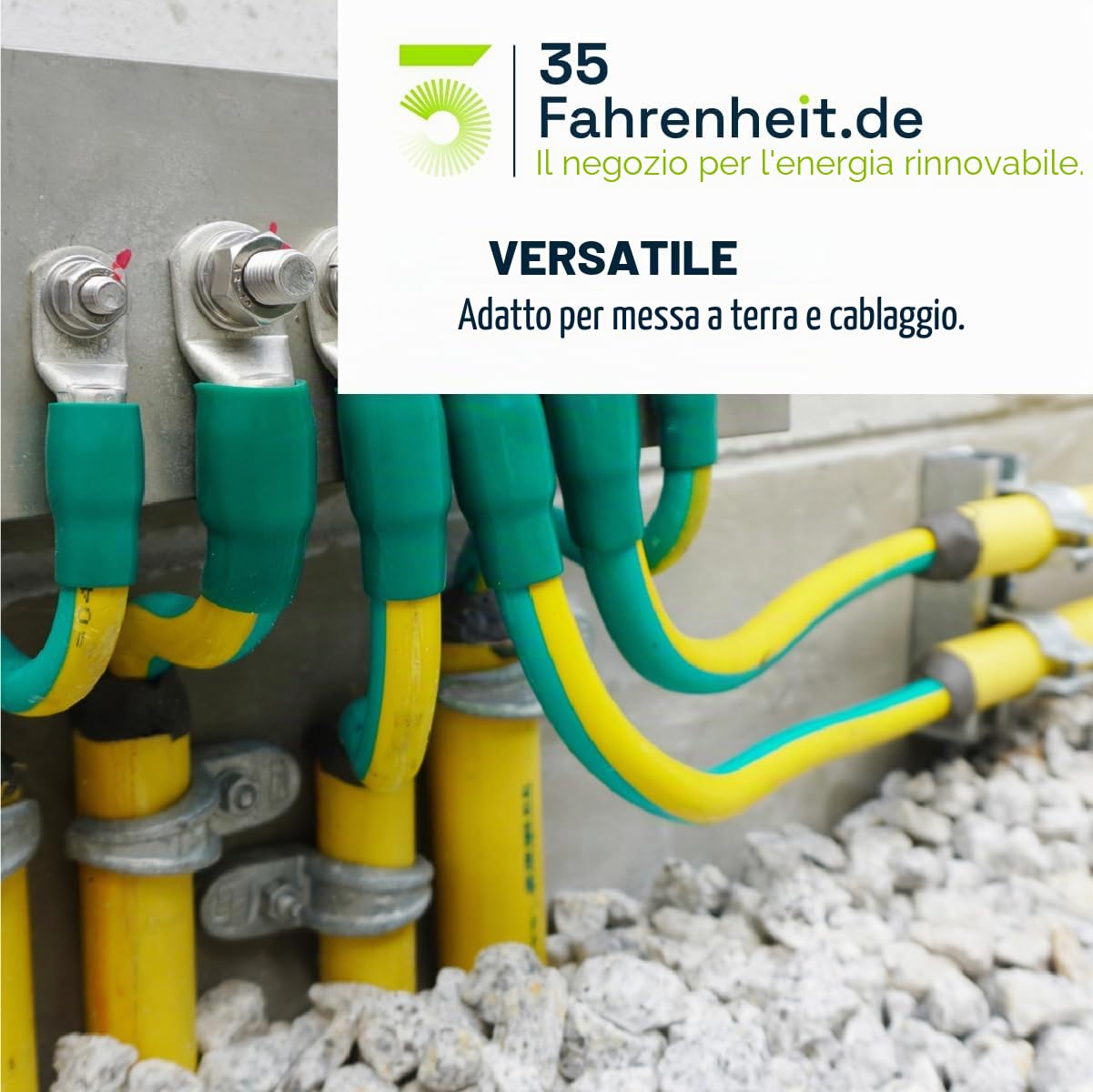 Cavo di messa a terra, 20 m, 6 mm², H07V-U, cavo in rame singolo, BV Single Core, ad alta corrente, 450/750 V, certificato VDE, per messa a terra, installazione elettrica, impianti solari, edilizia