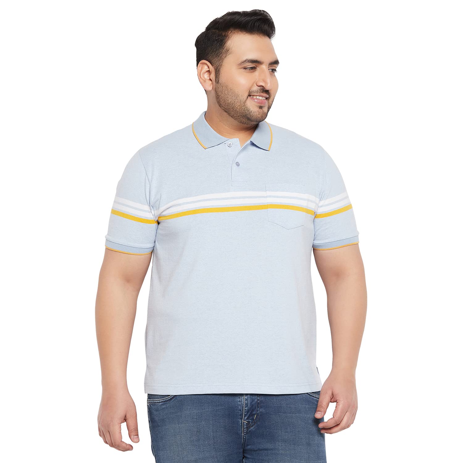 austivo Mens Short Sleeves Polo Collar Striped Regular Fit Tshirt(4544A)-picture-47