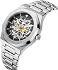Reloj esqueleto PIERRE RICHARDSON PR5721 para hombre, acero inoxidable plateado, automático, 41mm, zafiro, 5ATM 7