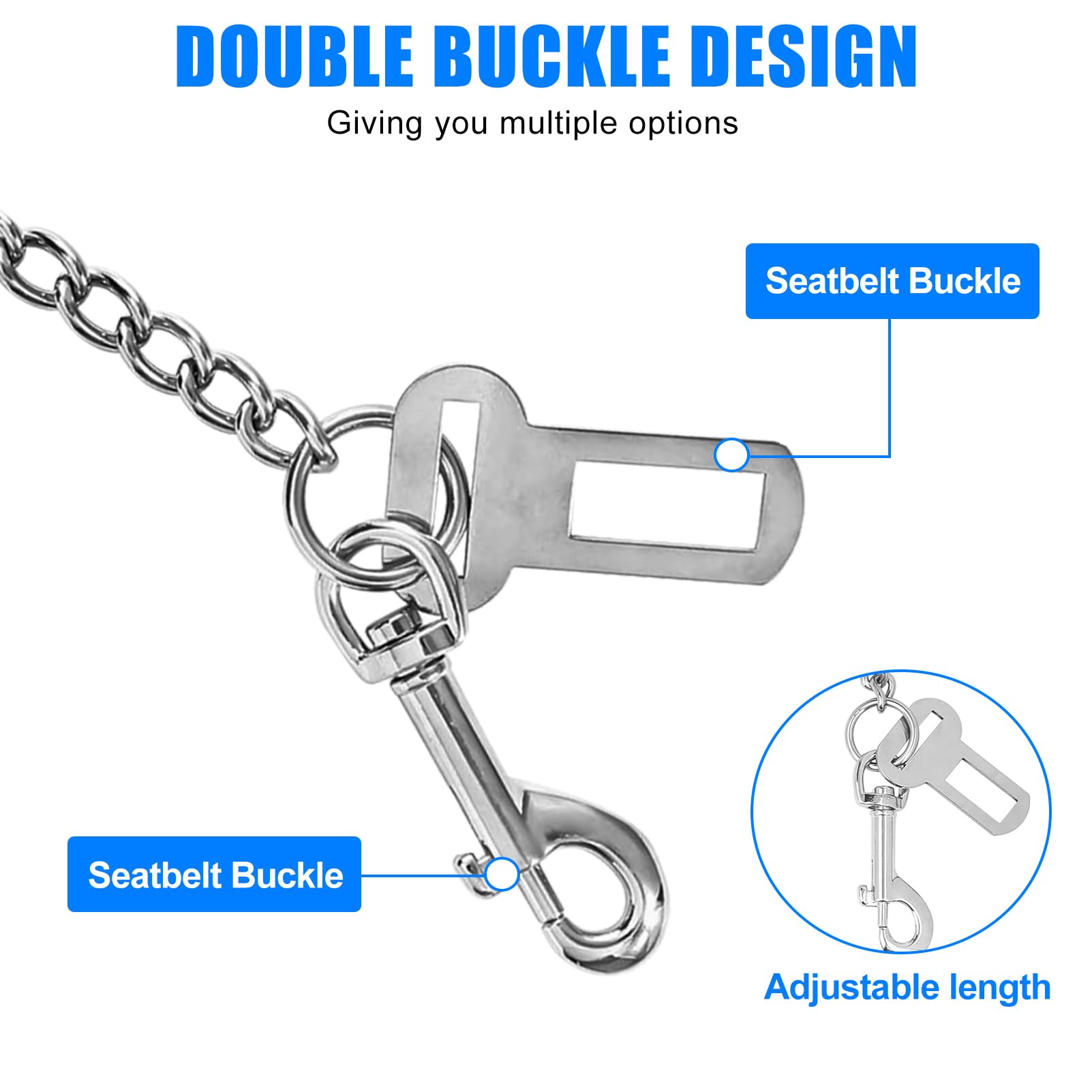Collier en acier inoxydable Ceinture de sécurité résistante aux morsures 80 cm Harnais de sécurité pour chiens de petite taille