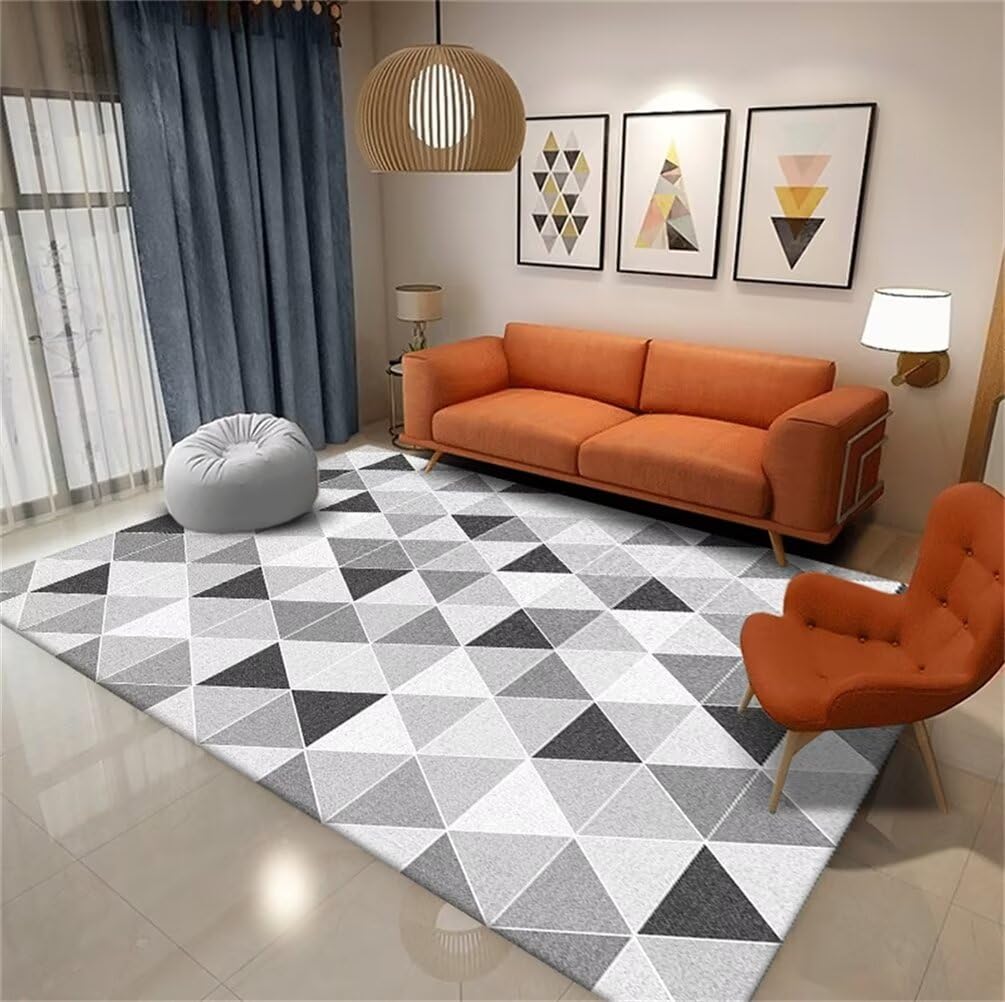Tapis enfant fille gris et rose géométrique pour chambre