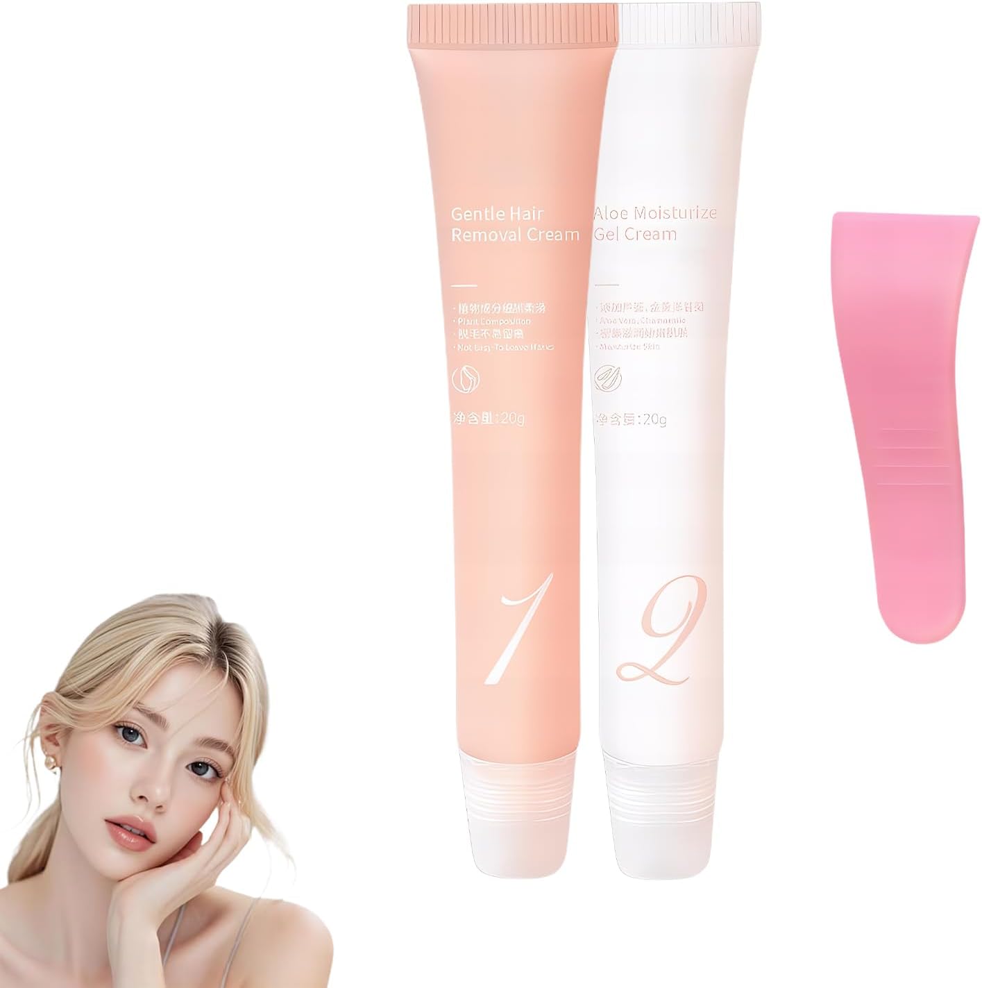 Moisturizing Facial Hair Removal Kit for Women, Lip Hair Removal Cream, Gentle and Soothing Hair Removal for Delicate Facial Areas