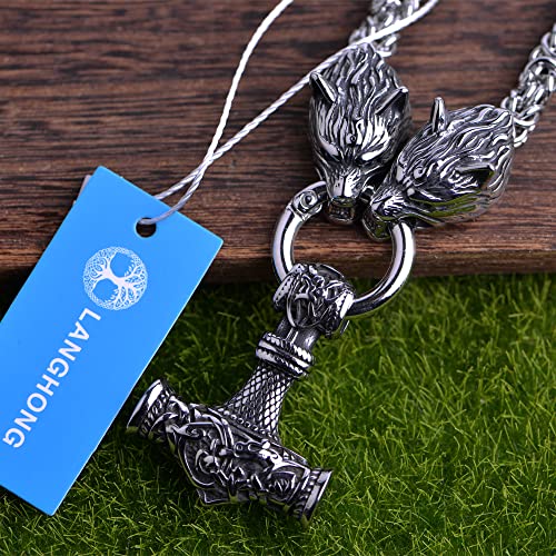 Norse Viking Necklace For Men Punk Stainless Steel Chain Mjolnir Thor Hammer Necklace Talisman Jewelry, Gift For Men3