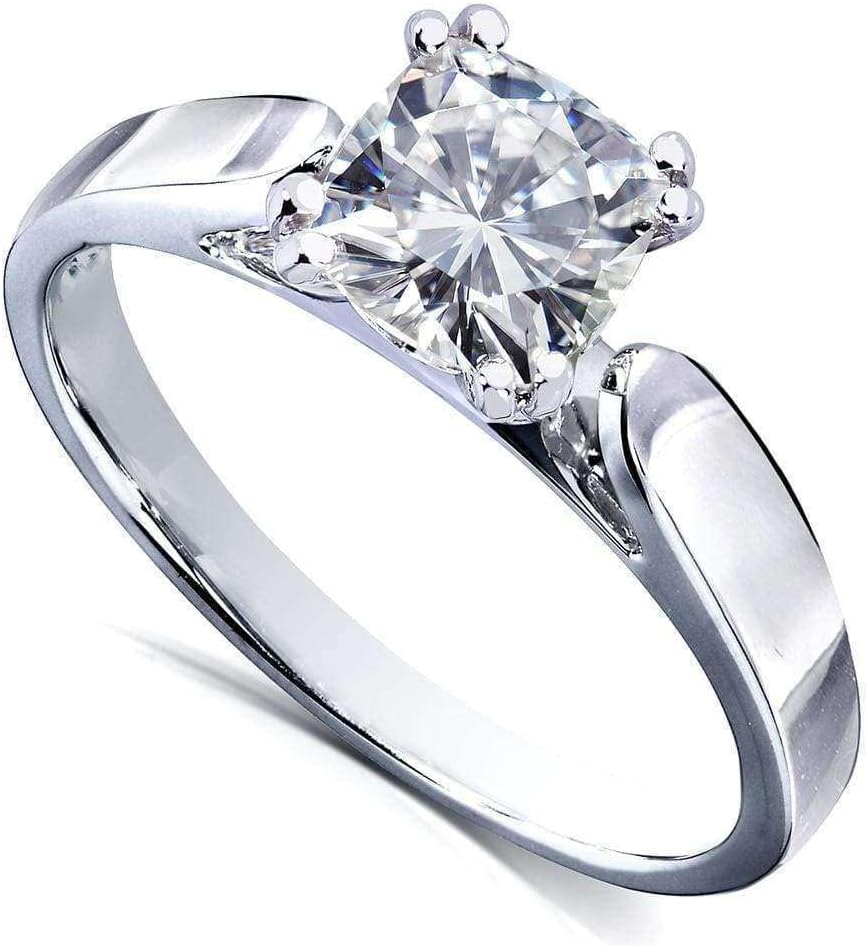 Kobelli Cushion-cut Moissanite Solitaire Engagement Ring 1 1/10 Carat 14k White Gold - Image 2