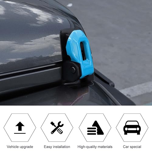 Miniatura 4 de RT-TCZ Cubierta de pestillo de capó, soportes exteriores de bloqueo de capó, accesorios de decoración de ABS para Jeep Wrangler JL JLU y Gladiator