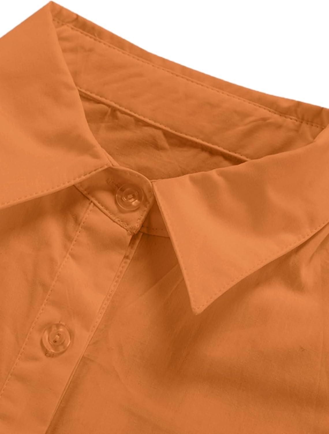 LYANER Women's Casual Shirt Dress Collar V Neck Button Down Loose Long Sleeve Mini Dresses - Image 4