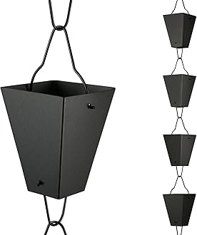 TE DEUM Square Link Rain Chain, 8.5 Feet Length, Black Powder Coated, Functional and Decorative Replacement for Gutter Downspouts