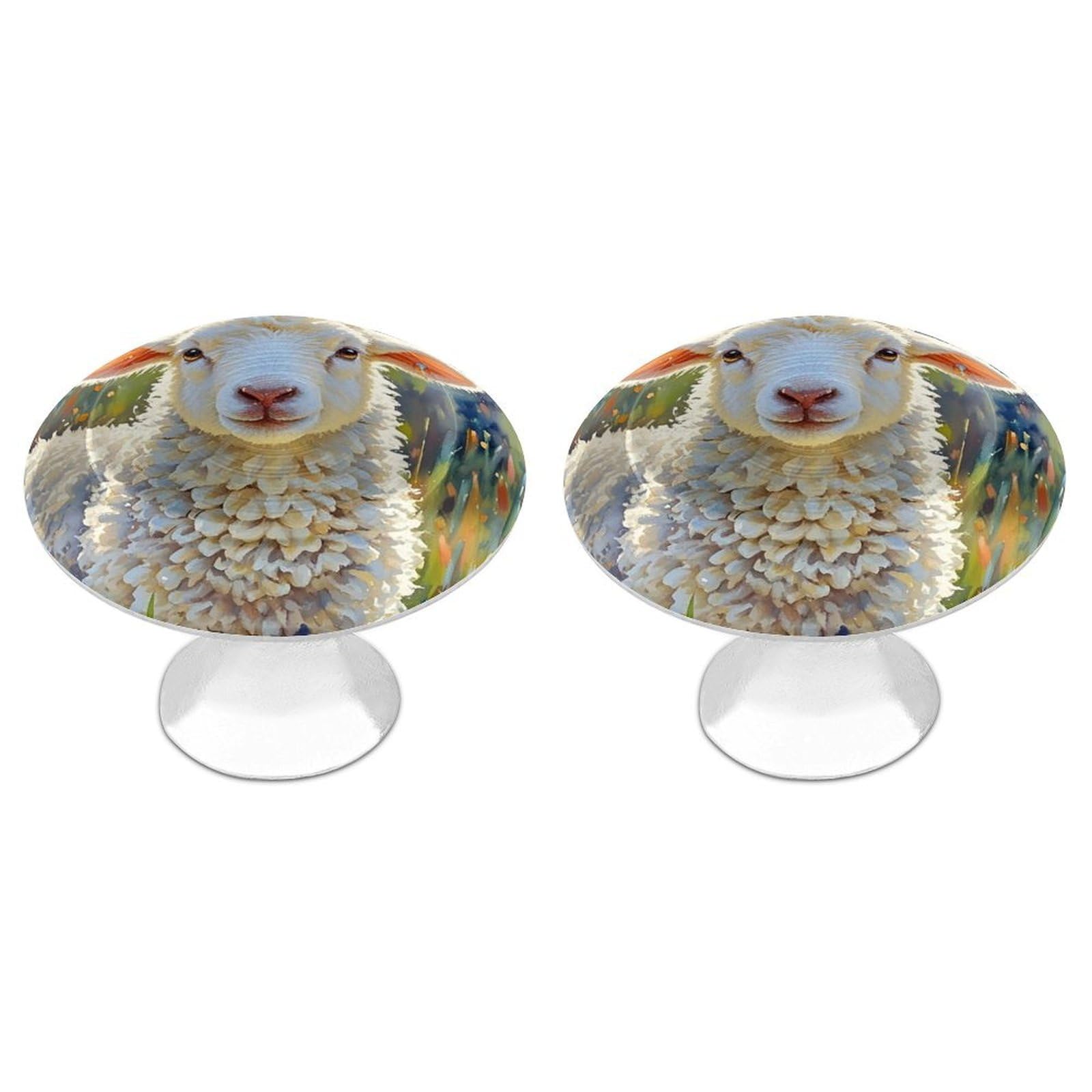 Vstadank Style Color Sheep Drawer Knob Round Dresser Sturdy Drawer Pulls With Mounting Screws Kitchen Stainless Steel Modern Decorative Handles For Cupboard Closet Bathroom
