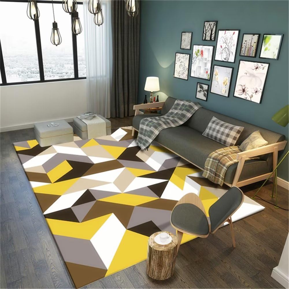 Tapis de canapé jaune 180x250cm anti-bruit pour salon et bureau