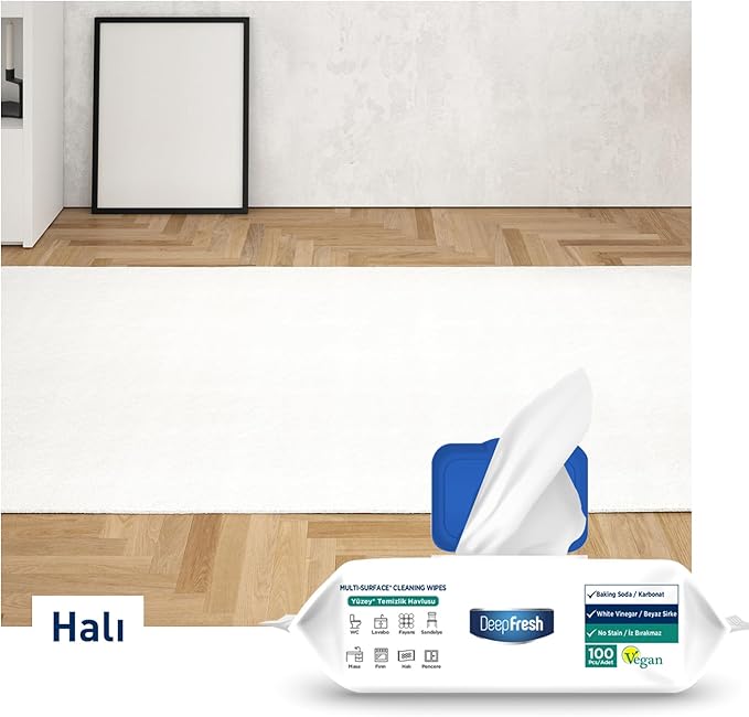 Deep Fresh DeepFresh İz Bırakmaz Yüzey Temizleme Havlusu, Karbonat & Beyaz Sirke, Beyaz Sabun Kokulu (100 Yaprak)