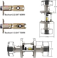 Vista 3 de Pomos de puerta de cristal para interiores, pomos de puerta de paso, cerradura de puerta de entrada sin llave, pomo redondo sin bloqueo para puertas