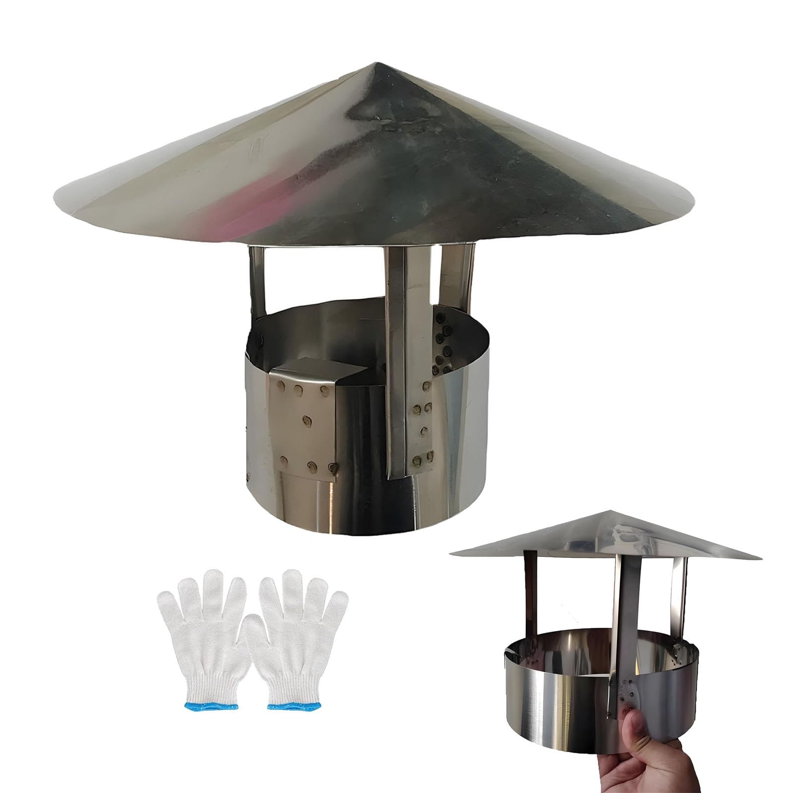 EJGMCNSGB 201 Stainless Steel Fireplace Chimney Cap, Chimney Flue Rain Cover Thickness 0.5 mm/0.02 in, Round Roof Vent Cap, Stove Pipe Topper Exhaust Cowl(10 cm-3.94 in)