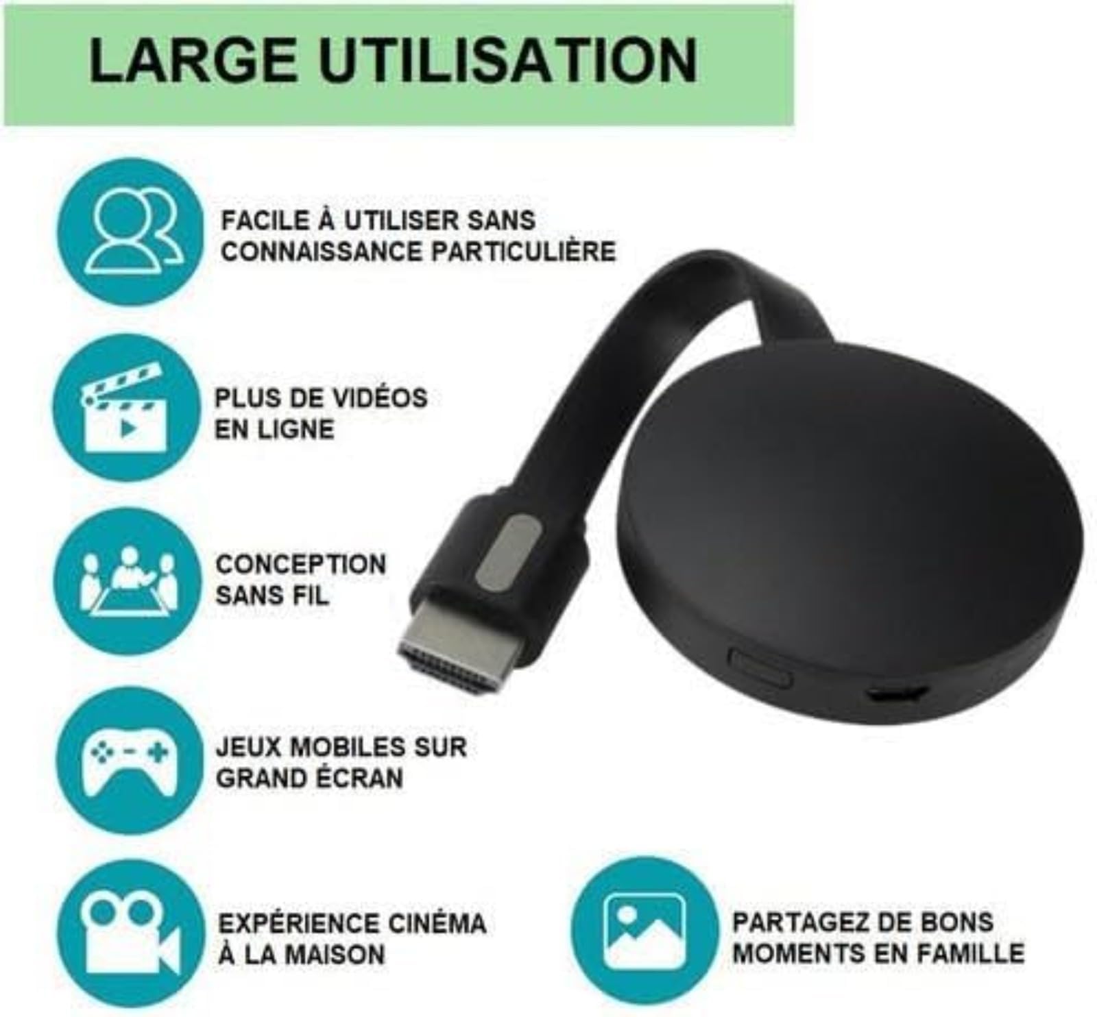 Flash Ventes Stick TV Multimédia, Dongle HDMI sans Fil pour TV, Adaptateur D'affichage sans Fil 1080P, Compatible avec Les Smartphones Android iOS