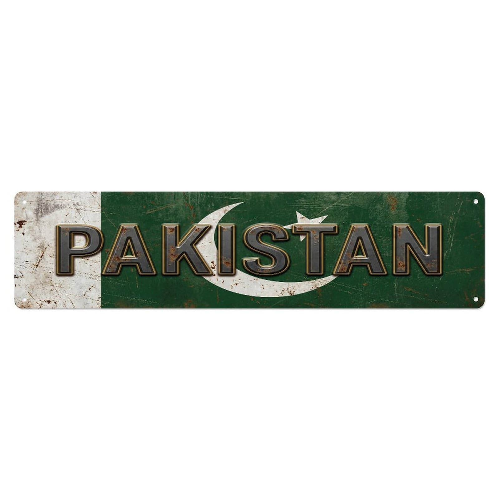 Fqcyn Style Metal Tin Sign Vintage Pakistan Flag Pattern