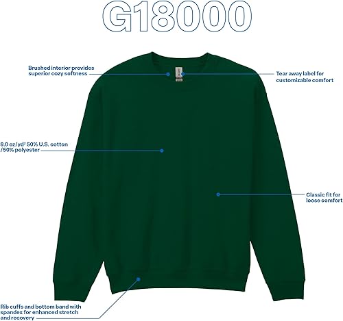 Miniatura 10 de Gildan G18000 - Sudadera de vellón con cuello redondo para hombre