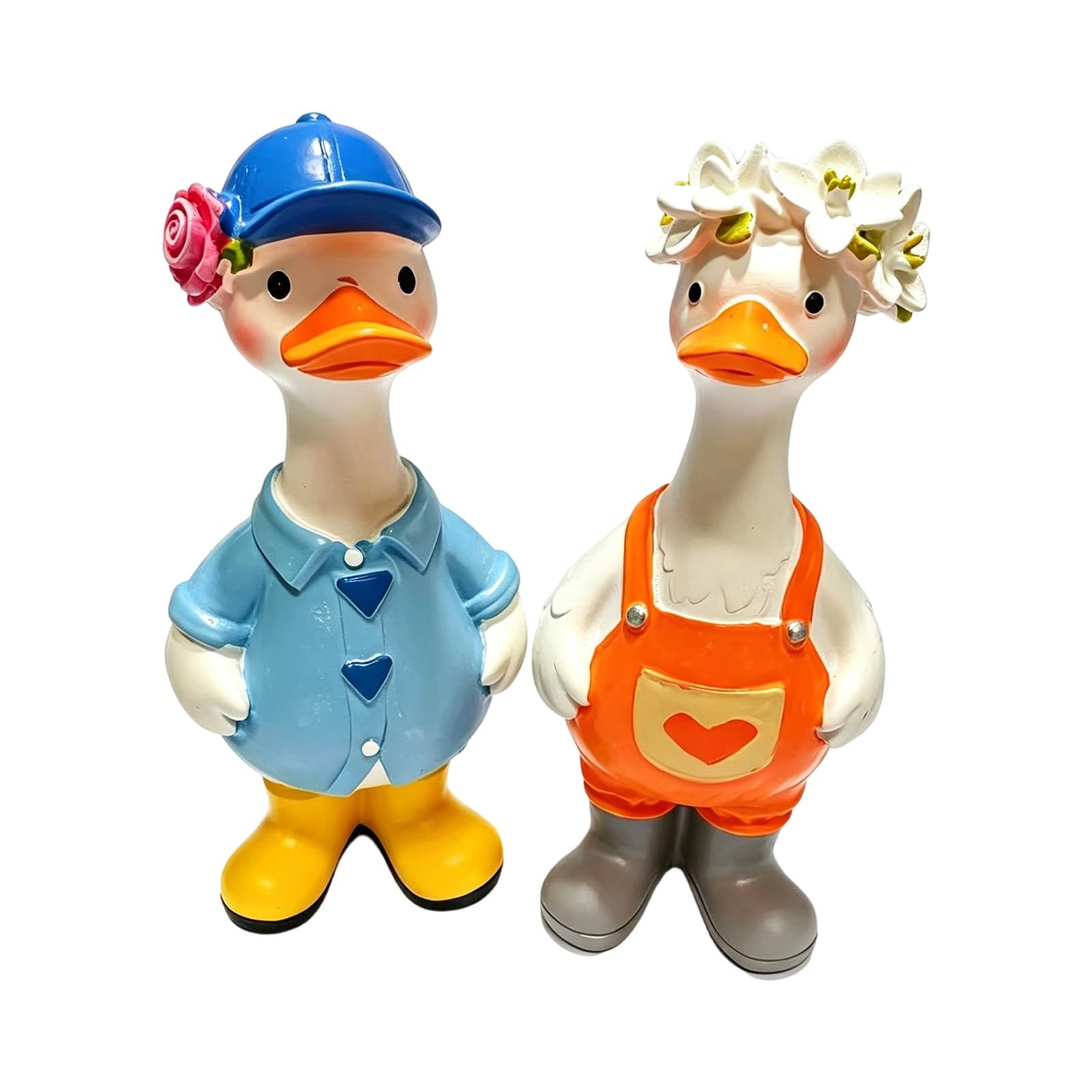 Pangboer Little Duckling Suit Bird Patio Figurine In Resin For Small-Space Decor, Upright Ornament Across Garden Borders, Indoor Nooks, Porch Display Bird Yard Ornament Resin Figurine Patio Accent Balcony Shelf Decor Garden Statue
