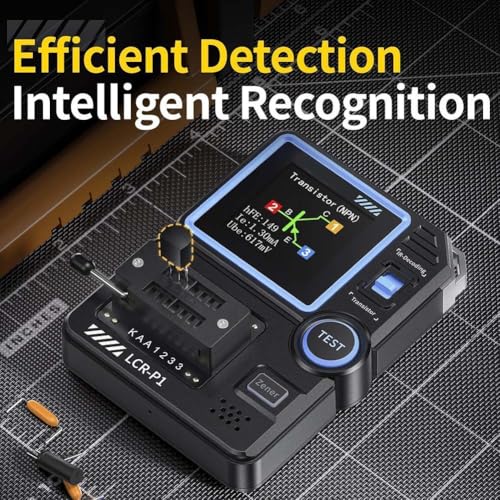 ZYWUOY LCR-P1 Transistor-Tester, Multifunktionales Dioden-Trioden-Kapazitätswiderstandsmessgerät LCR ESR Messgerät Testinstrument mit 3,6 cm Display