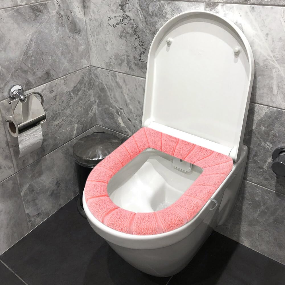 8 Pack Thicker Bathroom Toilet Seat Cover Pads, Soft Warmer Toilet Seat Cushion Cover Stretchable Washable Fits All Oval Toilet Seats, Autumn Winter Toilet Seat Covers