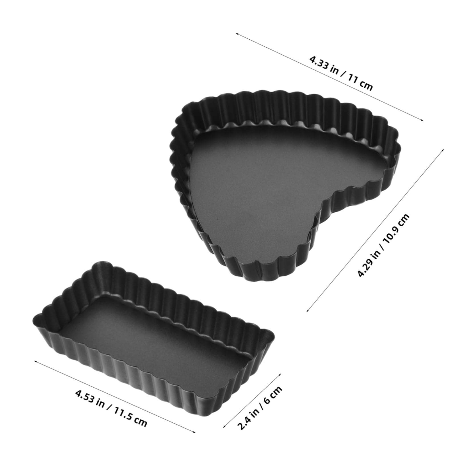 CIYODO 2pcs Non Stick Baking Pan Heart Shape Rectangle Cake Molds with Removable Bottom Metal Deep Baking Pans for Oven for Mousse