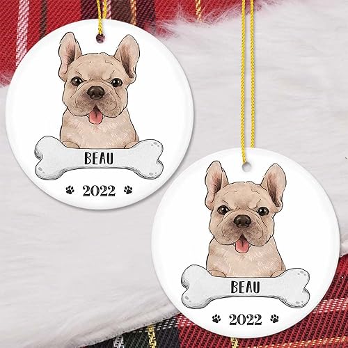 Miniatura 9 de TheUnifury - Adornos personalizados para perro Bulldog francés para árbol de Navidad, regalos de bulldog francés para amantes del bulldog francés,