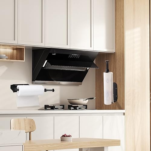 Miniatura 5 de Vitoler Soporte para toallas de papel debajo del gabinete, soporte para toallas de papel operable con una sola mano, soporte de pared con efecto de