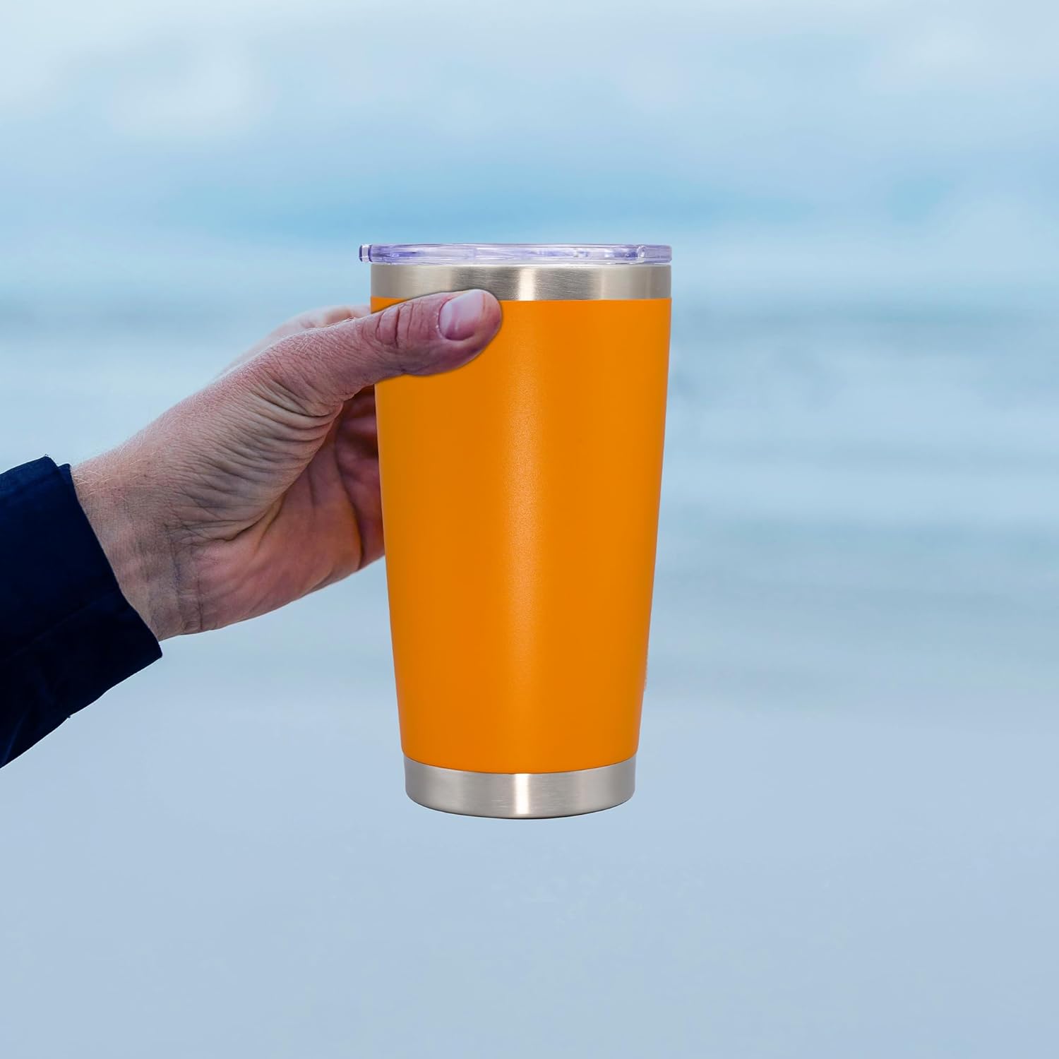 20 oz Tumbler Coffee Travel Tumblers Bulk with Lid Stainless Steel Double Wall Vacuum Insulated Mug Powder Coated Cups fit Car Cupholder for Hot and Cold - Orange, 12Pack - Image 9