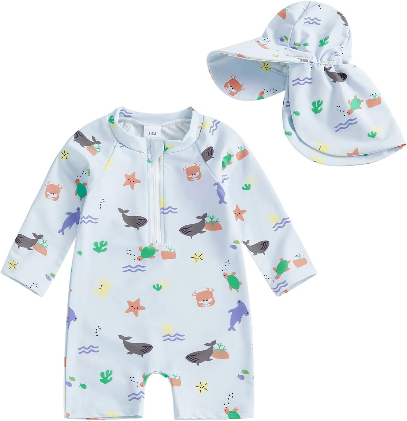 Hnyenmcko Baby Boy Girls Rash Guard Swimsuit Toddler Long Sleeve One Piece Zipper Bathing Suit Infant Swimming Suit