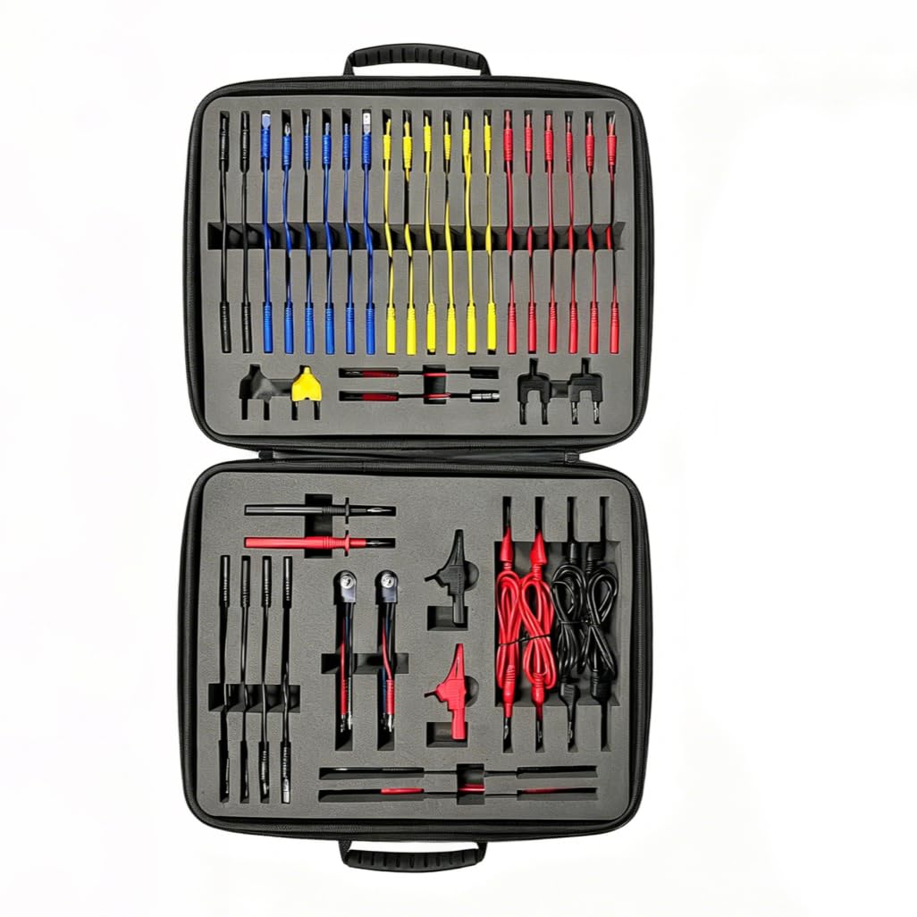 Kethvoz Punte misurazione per multimetro auto, Automotive Circuit Test Leads, 92 pezzi, set cavi prova con custodia, morsetti a coccodrillo elettrici, campioni test, spina SRS 5KΩ potenziometro