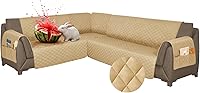 Vista 10 de Fundas para sofá modular, impermeables, 6 piezas, fundas de sofá en forma de L, lavables, antideslizantes, fundas para sofá seccional, suaves