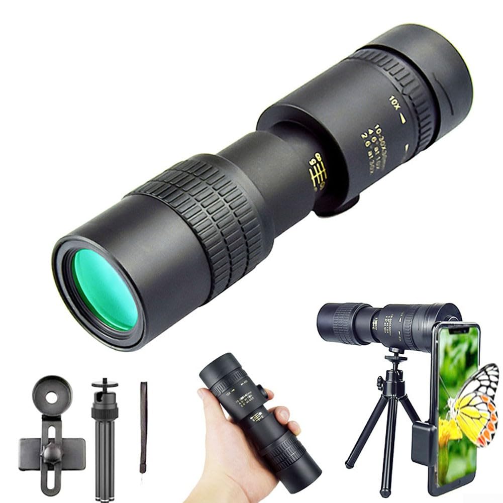 Monoculaire Zoom 10-300x,Telescope Monoculaire Vision Nocturne à Faible luminosité, pour Le Camping Randonnée et l'observation de la Nature (Ensemble)