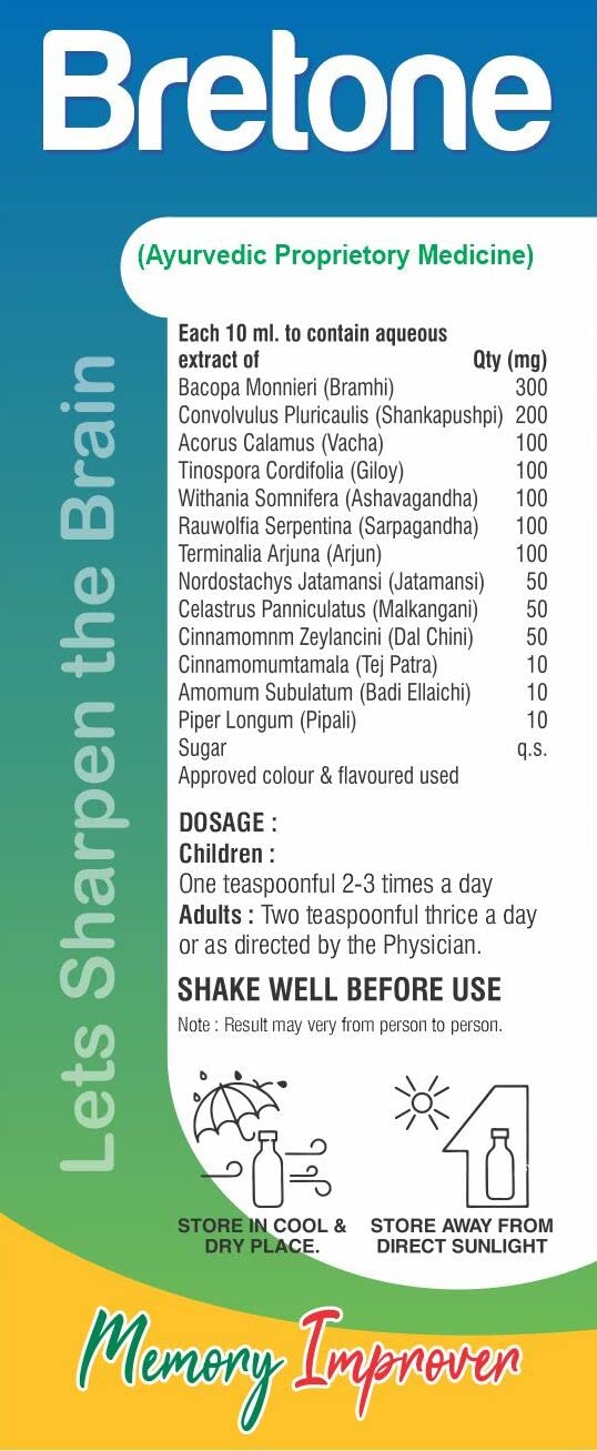 Prime Bretone Syrup with Shankhpushpi, Brahmi & 11 Herbs | 200 ML x 2 — Amazon image 5