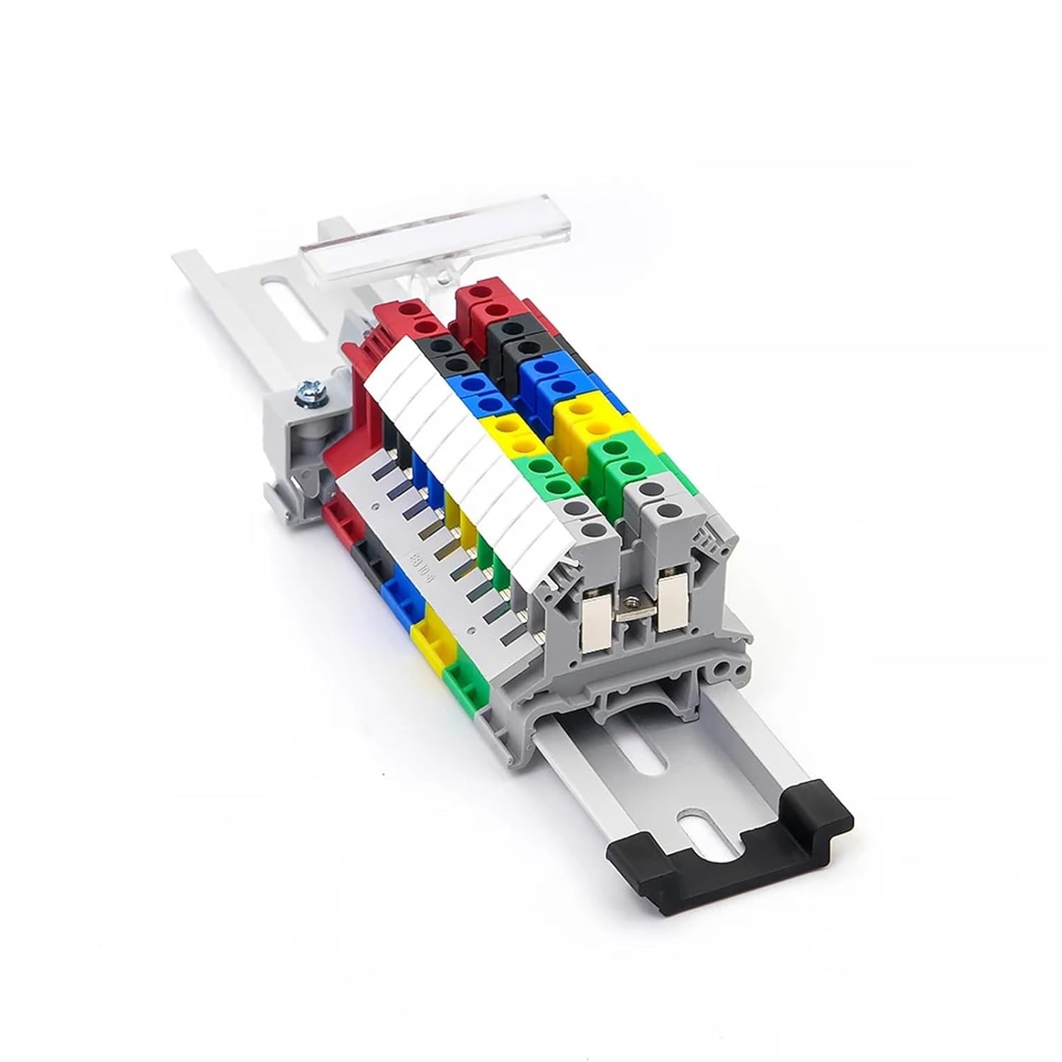100pcs UK-2.5B 24-12AWG Din Rail Wire Conductor Terminal Block Universal Connector Screw Connection Terminal Strip Block UK2.5(Black)