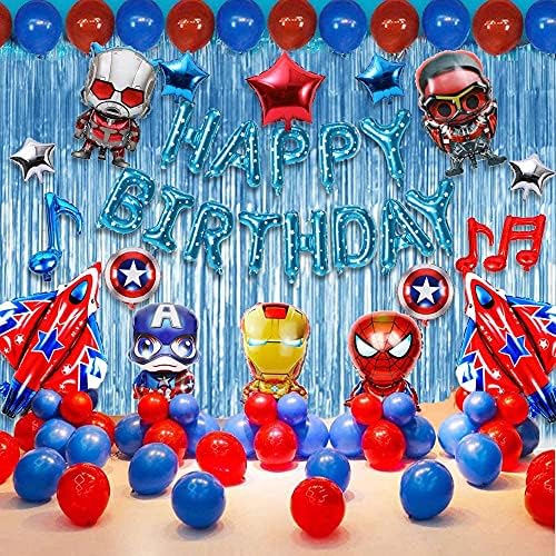 WUSANUK Super Hero Birthday Party Decorations Set Superhero Party Supplies Superhero Balloons Decoration for Boys Theme Party Favor