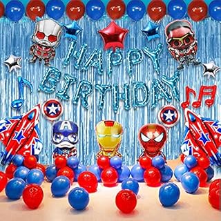 WUSANUK Super Hero Birthday Party Decorations Set Superhero Party Supplies Superhero Balloons Decoration for Boys Theme Party Favor