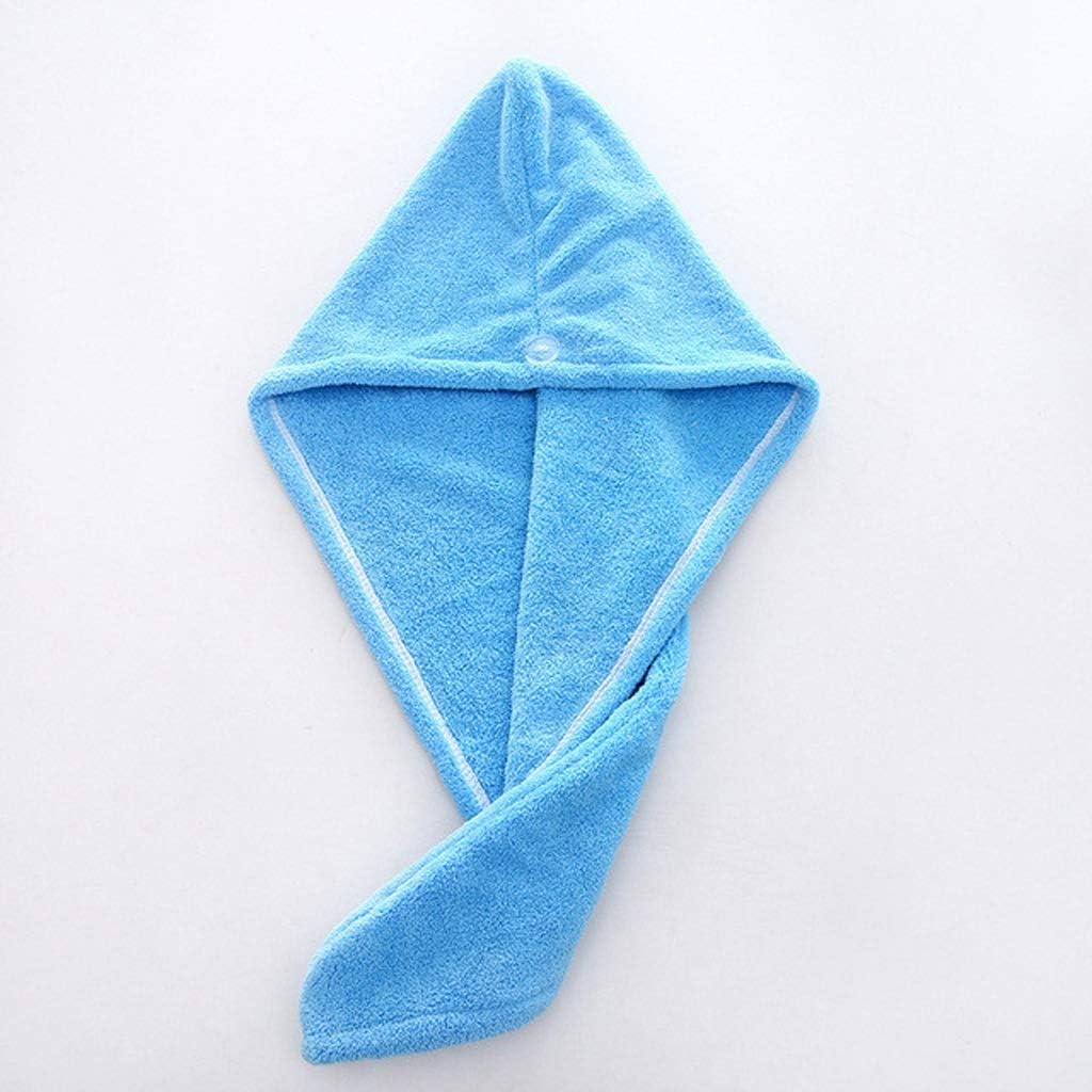 Women Bathroom Super Absorbent Quick-Drying Thicker Microfiber Bath Towel Hair Dry Cap Salon Towel Rapid Drying Hair Towel(OneColor) (Blue)