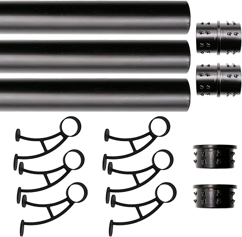Miniatura 10 de Top Hardware Kit de riel de pie de montaje en barra sólida, tubo de acero inoxidable negro mate con conector interno, soporte de riel de pie de