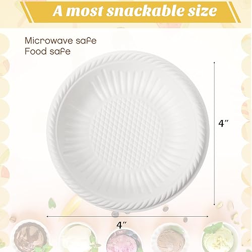 Miniatura 2 de 100 platos de papel pequeños de 4 pulgadas, platos desechables de almidón de papel redondos de alta resistencia, mini platos blancos de fiesta a