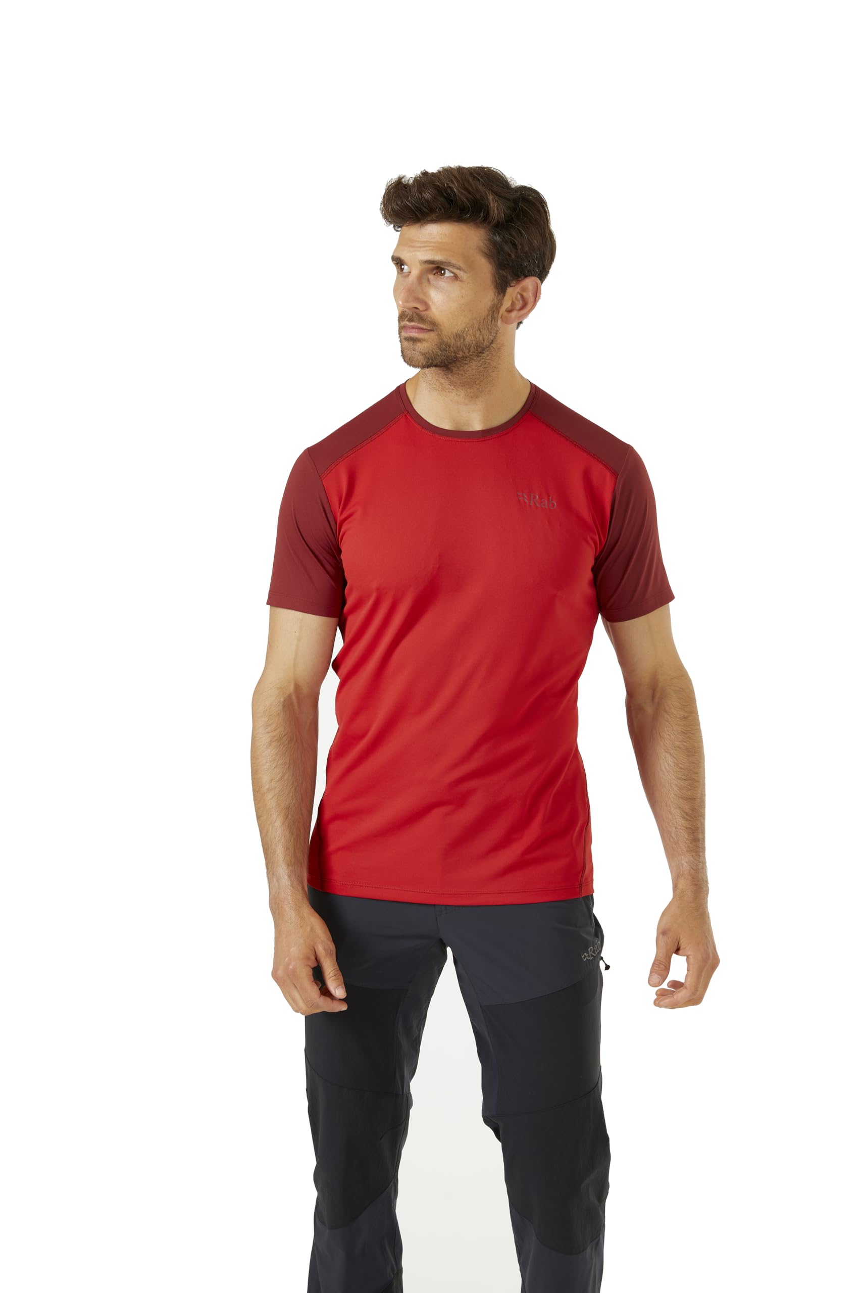 Rab Męska koszulka Force lekka koszulka do trekkingu, wspinaczki i biegania w terenie, Ascent Red/Oxblood Red, XL