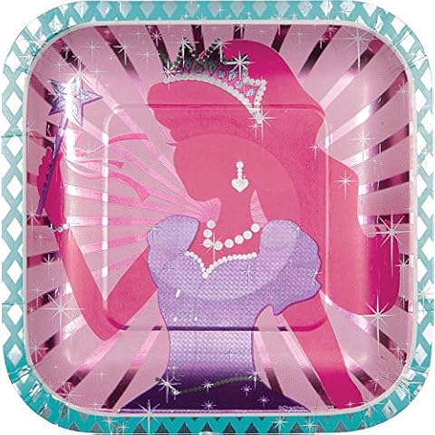 Creative Converting 8 Zählen quadratisch Prinzessin Party Folie Papier Lunch Teller Cover
