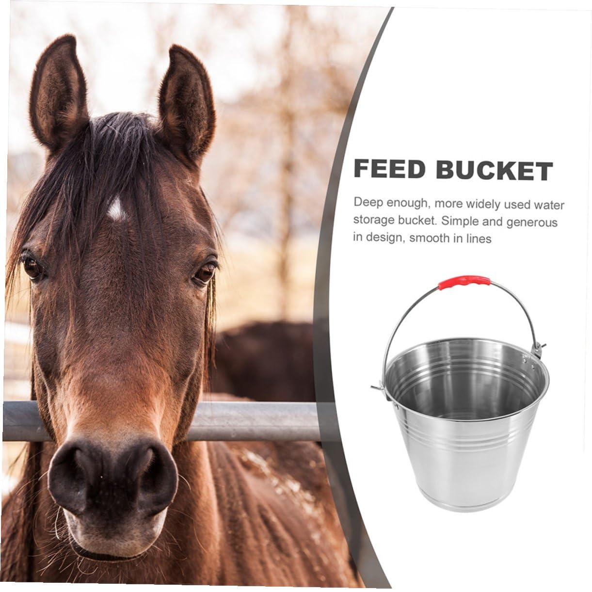Edelstahleimer mit Deckel und Griff 10l Wassereimer Futtereimer für Pferde Mehrzweckeimer für Stall und Hof