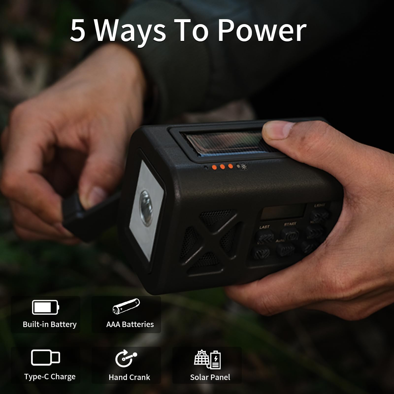 ?2025 Newest? Emergency Crank Weather Radio, NOAA/AM/FM Portable Solar Radio, USB Charged, Battery Powered, Hand Crank, SOS Alarm, Flashlight (Green)