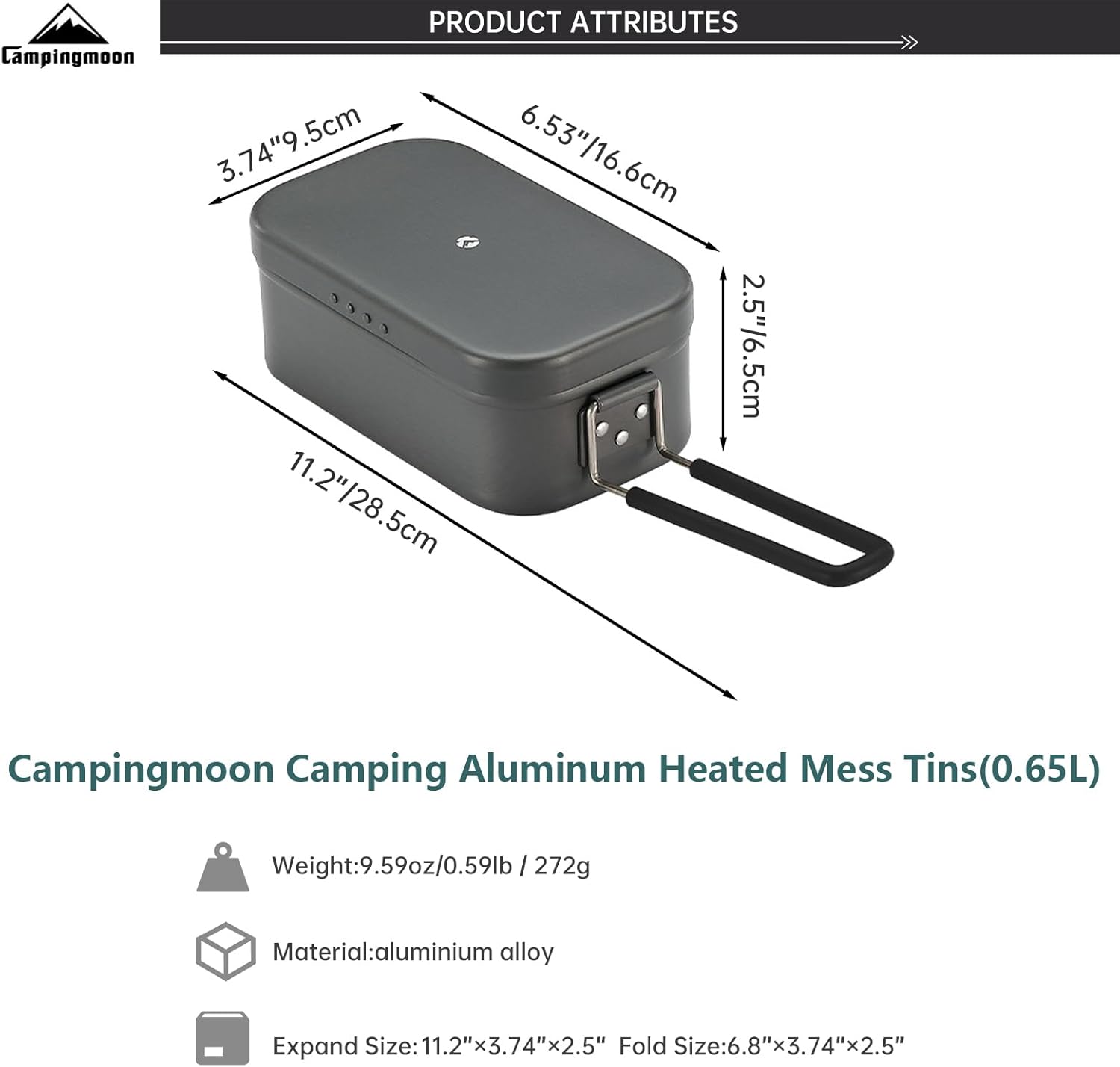 Campingmoon Camping Mess Tin Pressure Relief Aluminum Dinner Box Camping Bowls Cooking Pot with Foldable Handle for Camping & Cooking
