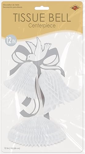 Miniatura 5 de Beistle Tissue Bell - Centro de mesa, 12 pulgadas, blancoplateado (paquete de 2)