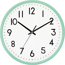 HZDHCLH Wall Clock 8 Inch Silent Non-Ticking Quartz Modern Decorative Clock | for Office Living Room Home Classroom Bedroom(Green frame)